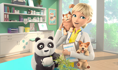 Pečujte o domácí mazlíčky v My Universe - Pet Clinic: Cats & Dogs - Panda Edition!